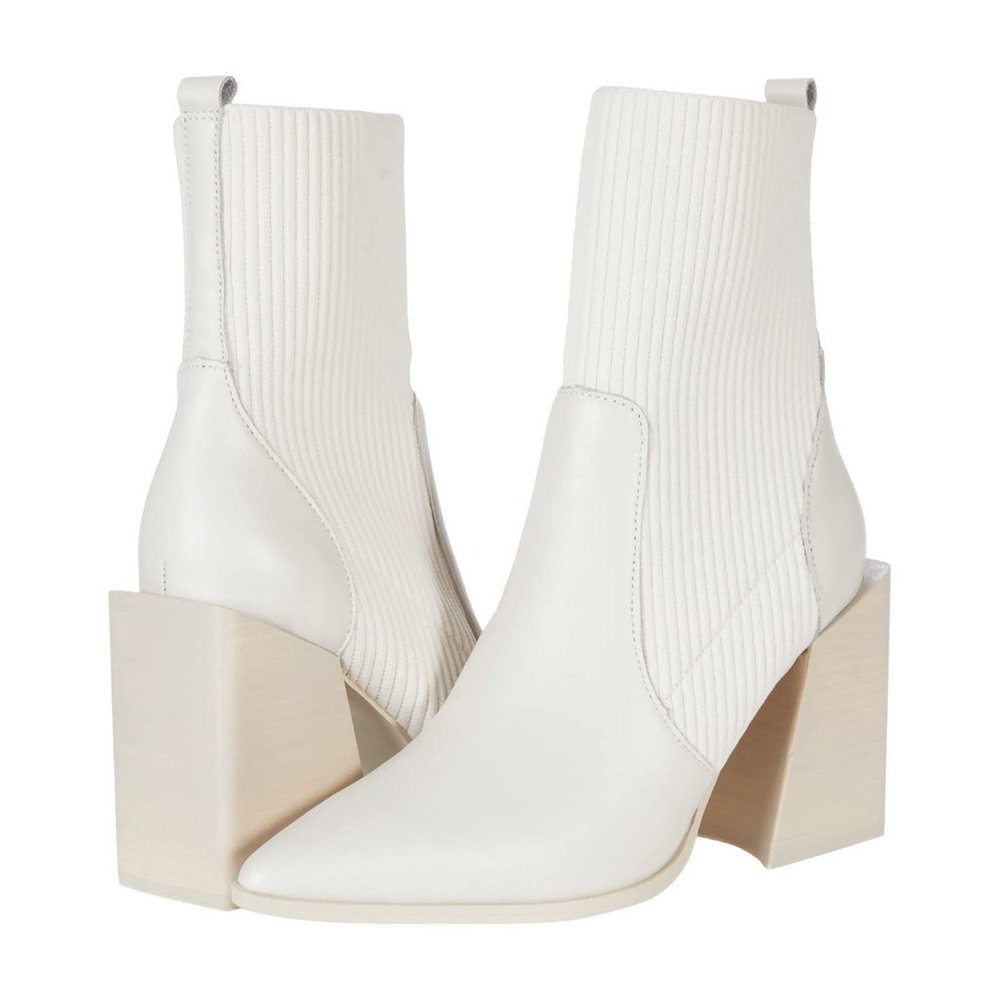 Steve Madden Tackle Block Heel Pointy Toe Sock Boots
